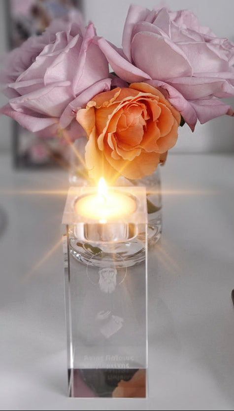 St Paisios of Mt Athos 3D Laser Engraved Crystal Tealight Icon