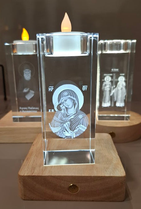 Panagia Tealight Icon Laser Engraved Crystal
