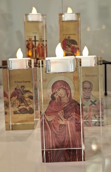 Panagia Tealight Icon Laser Engraved Crystal